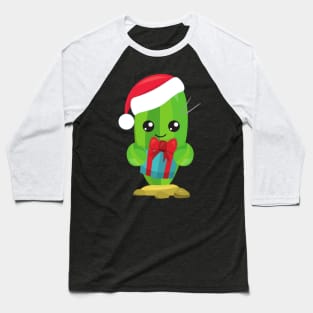 Christmas Cactus, Cute Cactus, Santa Hat, Gifts Baseball T-Shirt